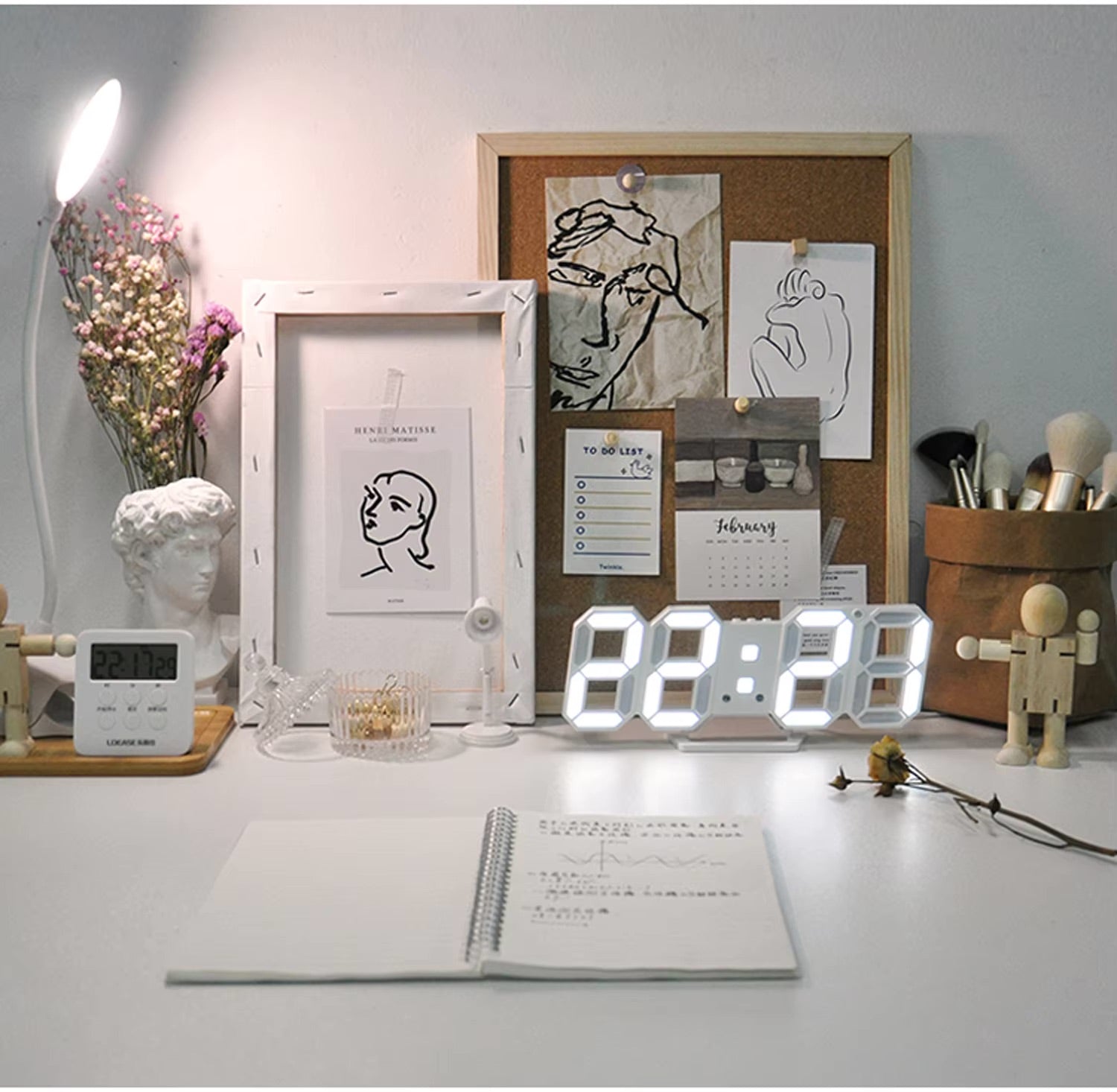 3D LED Digital Alarm Clock Three Dimensional Wall Clock Hanging Watch Table Calendar Thermometer Electronic Clock Furnishings