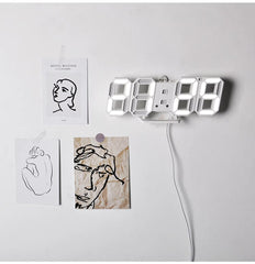 3D LED Digital Alarm Clock Three Dimensional Wall Clock Hanging Watch Table Calendar Thermometer Electronic Clock Furnishings