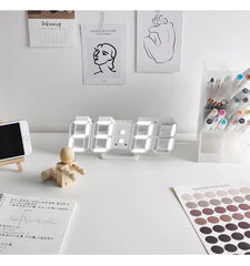 3D LED Digital Alarm Clock Three Dimensional Wall Clock Hanging Watch Table Calendar Thermometer Electronic Clock Furnishings