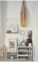 3D LED Digital Alarm Clock Three Dimensional Wall Clock Hanging Watch Table Calendar Thermometer Electronic Clock Furnishings